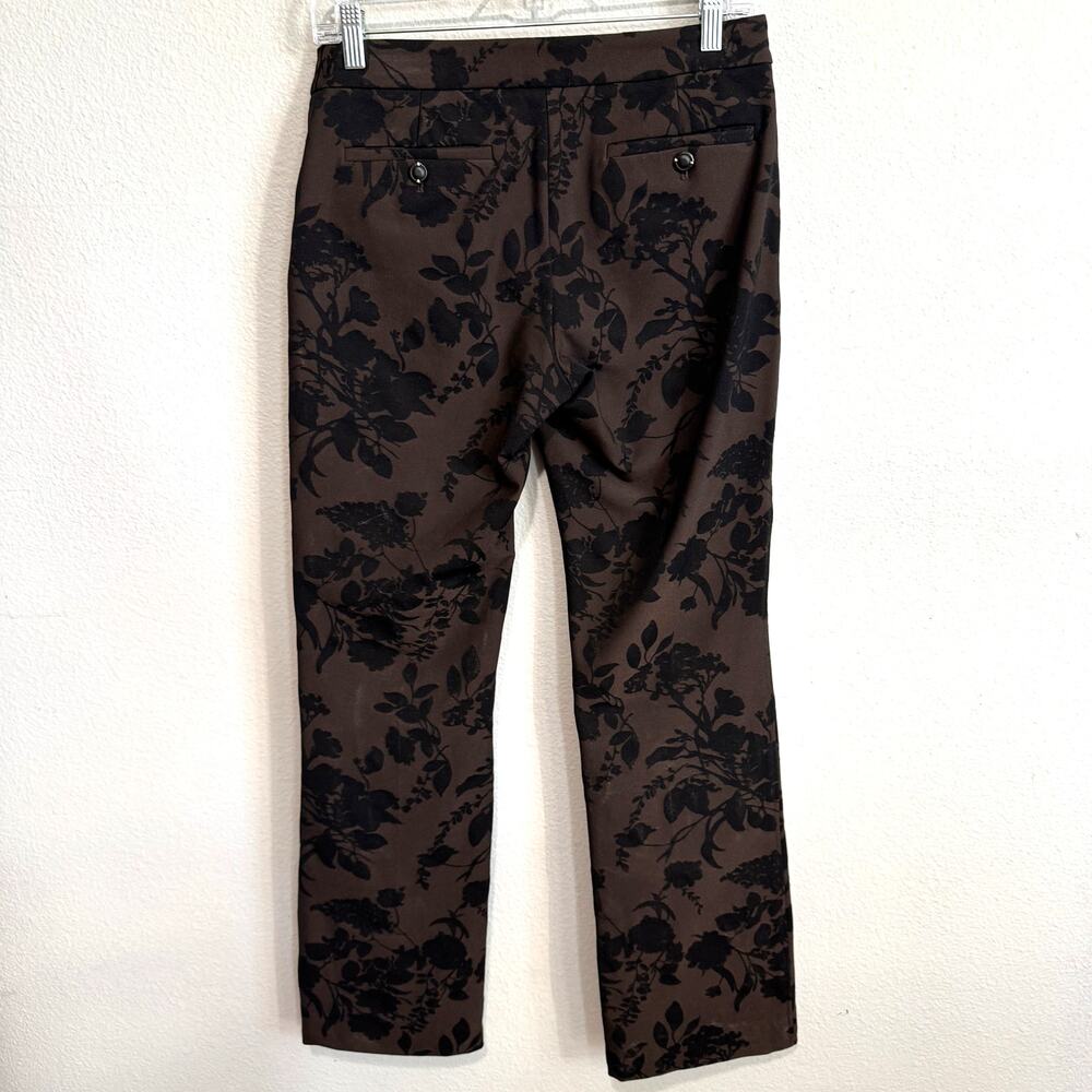 Theory Brown and Black Floral Silhouette Print Dress Pants Size 6 - Picture 5 of 7